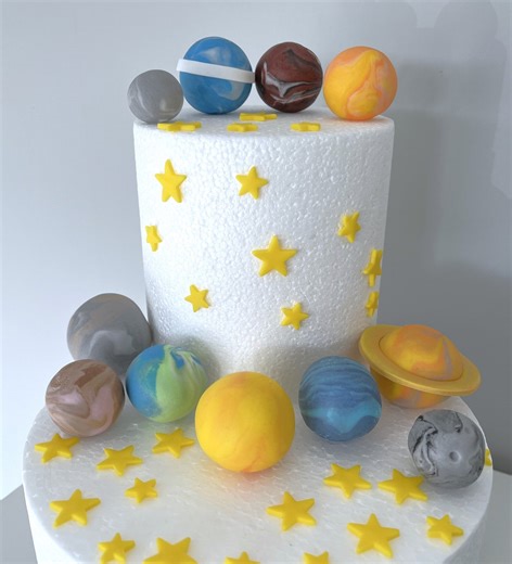 Solar System Cake Toppers, Edible Planets / Handmade Birthday Cake Decoration / Outer Space Sugar Paste Birthday Decorations - Etsy