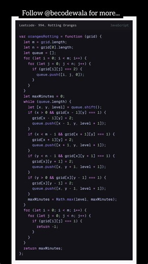 LeetCode 994 🍊 Rotting Oranges | BFS Explained in 30 Seconds!