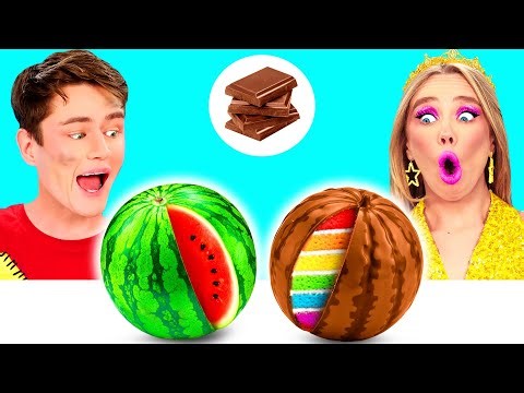 Real Food vs Chocolate Food Challenge | Amazing Culinary Recipes by BaRaDa Challenge