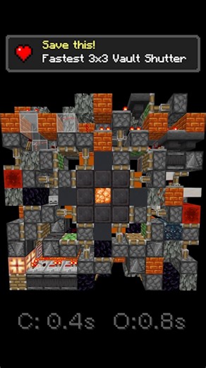 Fastest 3x3 Vault Shutter in #minecraft Bedrock, follow for a #redstone tutorial :3