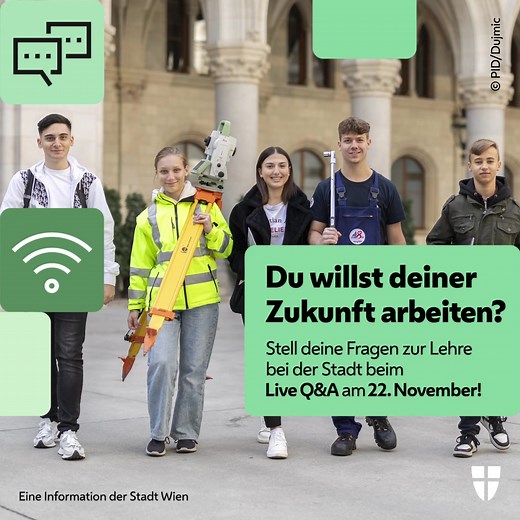 Stell deine Fragen zur Lehre bei der Stadt in unserem Livestream! 💬 | Stadt Wien