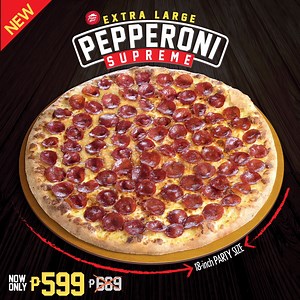 9.4K views · 136 reactions | Big in size and savings, enjoy 18 inches of premium pepperoni with the new Extra Large Pepperoni Supreme Pizza. It’s our biggest news yet! #PizzaHutPH | Pizza Hut | Facebook