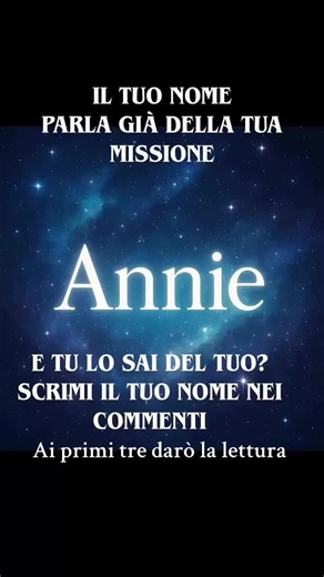 🌹 SIGNIFICATO DEL NOME ANNIE (Versione dolce, empatica e anche spirituale) 🌟 Origine Annie è un diminutivo inglese di Anne / Anna, nome antichissimo legato alla tradizione ebraica. 🌟 Significato etimologico “Grazia” – “Piena di grazia” – “Colei che porta grazia agli altri.” Il nome deriva dal termine ebraico ḥannāh, che significa: \t•\tgrazia divina \t•\tbenevolenza \t•\tdono ricevuto dal cielo \t•\tfavore, benedizione ⸻ 🌟 Significato energetico e spirituale Il nome Annie porta la vibrazione