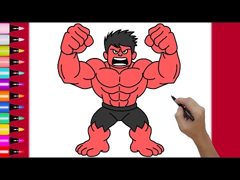 HOW TO DRAW THE RED HULK | DRAWING INCREDIBLE HULK EASY