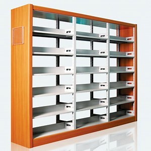 [Hot Item] Double-Sided Steel-Wood Bookshelf for Library/Book Shelf/Office Furniture/Bookshelf