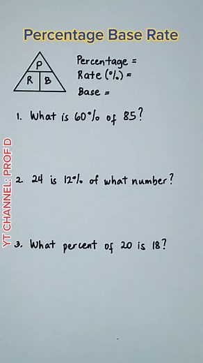 Percentage, Rate, and Base Formulas and Examples #mathtutor #maths #mathteacher #math #mathhack #mathtrick