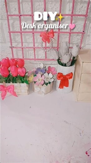 DIY Aesthetic Desk Organizer from Cardboard 🌸 | Easy Room Decor Ideas #shorts #diy #deskorganiser
