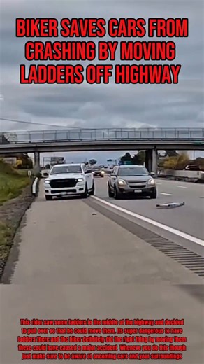 8.7K views · 1.6K reactions | Biker Saves Cars From Crashing By Moving Ladders Off Highway @jieryujin #biker #crash #moto | r6.goon | Facebook