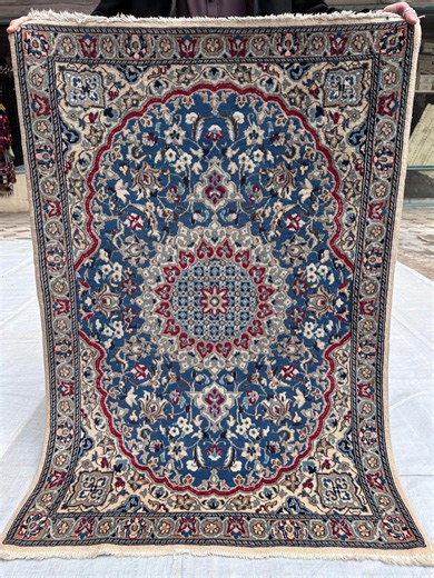 Rare Vintage Turkish Rug • Royal Cobalt Blue Medallion Carpet • Hand-knotted Wool Art • Elegant Floral Accent Rug • 3'x4'3 Ft - Etsy