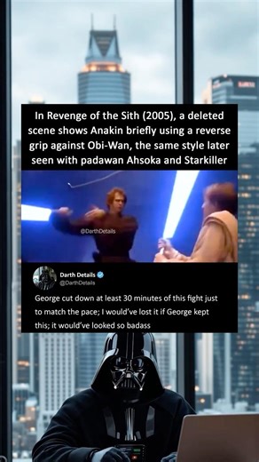 Anakin Uses Reverse Grip in Deleted Scene #starwars