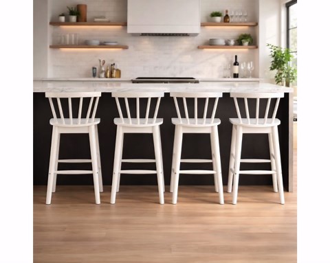 Bar Stools Set of 4, 24" Counter Height Wooden Bar Stools, Farmhouse Kitchen Bar Stool Chairs With Curved Back, Rustic Counter Bar Stools - Etsy