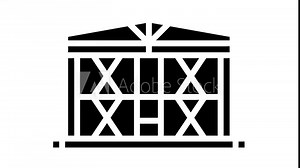 Concrete Production glyph icon animation. Road And Foundation Concrete, Cement Bag And Spatula Tool, Bridge And Airport Runway Building