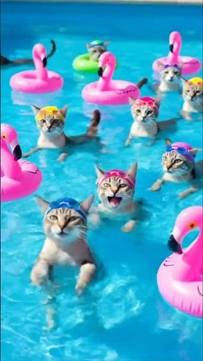 Cute Cats Swimming in the Pool 🐾 | Funny & Adorable Cat Moments