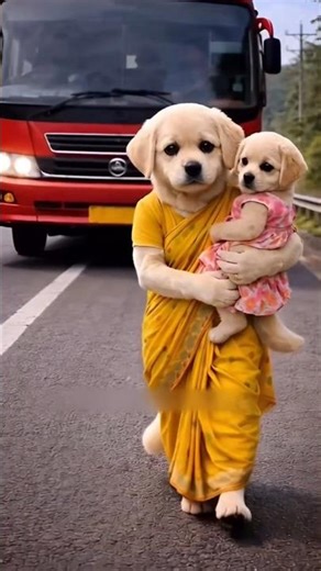 Dog's mother dies after being hit by a bus