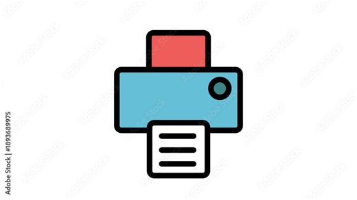 Animated office printer icon for document processing, paperwork, business services, and hardware technology concepts.
