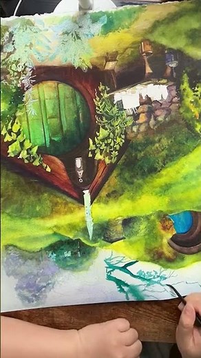 Art Process: Painting Dreamy Hobbit Holes with Watercolor
