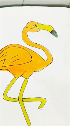 easy flamingo drawing #shorts