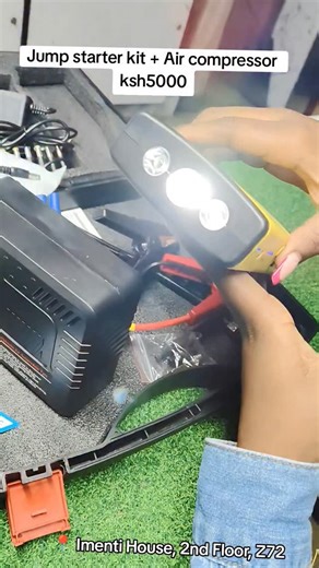 254 Car Care on Instagram: "🚗 Portable Car Jump Starter + FREE Air Compressor — ksh.5,000 Only! Stay prepared on the road with this high-performance Car Jumper Starter — perfect for emergencies and everyday use. ✅ Jump-starts most vehicles (Peak Current: 600A) ✅ 90800mAh Power Bank – Charge phones, tablets & more ✅ Multiple Outputs – Supports 12V, 16V & 19V for various devices ✅ Built-in Safety Features – Overcharge & short-circuit protection ✅ Compact & Lightweight – Easy to carry (130 x 75 x 