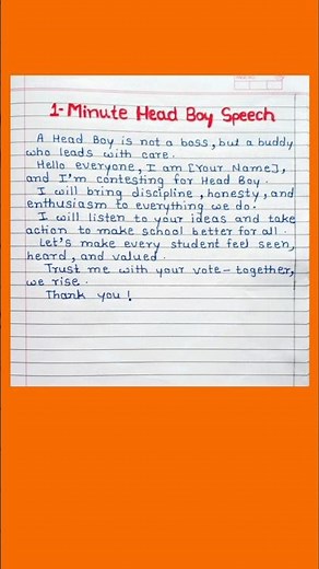 1-Minute School Head Boy Speech | Inspirational School Leadership Election Speech #shorts