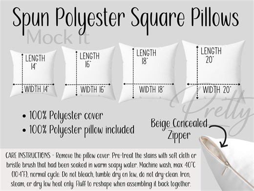 Square Pillow Size Chart Template, POD Guide (PNG, JPG Digital Download) - Etsy UK