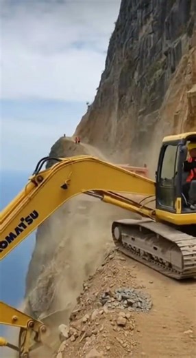 Massive Boulder Crushes Excavator & Sends It Falling Off Cliff! (ONE SHOT) #omg #shorts #viral