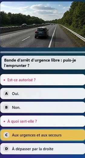 🚗 Quiz Code de la Route | Conditions Réelles | Autoroute & Bande d'arrêt d'urgence 🇫🇷