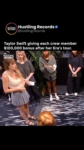 Business | Wealth | Motivation on Instagram: "Taylor Swift made headlines again by giving $100,000 bonuses to members of her Eras Tour crew, highlighting the essential work behind her record-breaking shows. The bonuses went to drivers, technicians, and production staff—acknowledging the enormous effort needed to run a global tour. Beyond generosity, the gesture reinforces Swift’s reputation for valuing teamwork and ensuring everyone contributing to her success is rewarded. In an industry where p