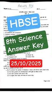 Class 8th Science Half Yearly Exam Answer Key🗝️ 25/10/2025