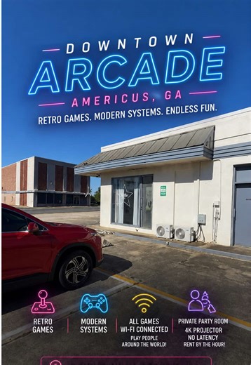Downtown Americus finally has its own arcade 👀🎮 Retro games, pinball, modern systems, and even online play against people around the world. This place is actually crazy 🔥 Description: Americus finally got a spot for gamers, families, teens, and honestly anybody just wanting something fun to do downtown. 🎮 This new arcade has retro arcade games, newer gaming systems, pinball machines, and even games connected to WiFi so you can play people across the world right here in Americus. They also ha