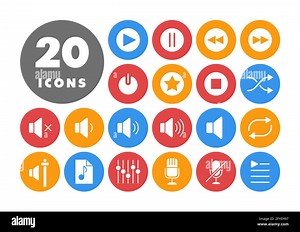 Multimedia user interface flat vector white glyph icons set. Graph symbol for music and sound web site and apps design, logo, app, UI Stock Vector Image & Art - Alamy