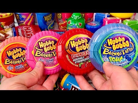 Unboxing Hubba Bubba Bubble Gum Candy Jelly Gummy Satisfying ASMR Food Challenge Mukbang