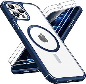 TAURI for iPhone 12 Pro Max Case Blue, Compatible with Magsafe [Yellowing Resistant] with 2X Screen Protectors, Military-Grade Protection, Slim Magnetic Phone Case for iPhone 12 Pro Max, 6.7"