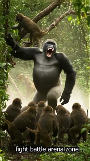 Jungle Uprising: Baboons vs Gorilla #wildlifeentertainment #animals #wildlife