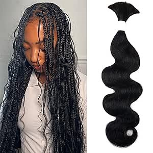 Human Braiding Hair 100g One Bundle/Pack 20 Inch Natural Black Body Wave Curly Bulk Human Hair for Braiding No Weft 100% Unprocessed Brazilian Human Hair Braiding Hair for Boho Braids