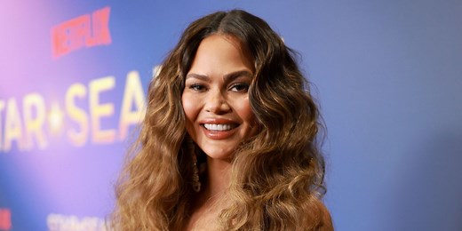 Chrissy Teigen's Sheer Dress Features a See-Through Layer of Mesh Dripping in Rhinestones