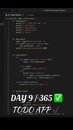 File-Based To-Do App in Python | Day 9/365 #phonk #python #programming #buildinpublic