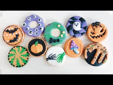 👻10 Halloween Cookies~Satisfying Cookie Decorating with Royal Icing~Circle Cookies~Spooky Cookies