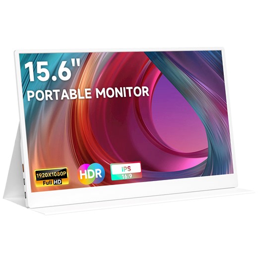 mayceyee 15.6 Inch Portable Monitor for Laptop,FHD 1080P USB C Travel Monitor External IPS HDMI for Computer, Second Display Screen Extender with Kickstand for PC Phone Switch PS4/5, White