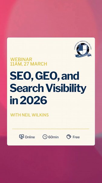 😄Join our upcoming free webinar on Friday 27th March, where we'll explore how SEO and AI Optimisation work together, helping marketers ensure their content remains visible to both human searchers and AI-driven discovery tools. Sign up for free through the link in our bio!🌟 #SEO #GEO #marketingtools #ai
