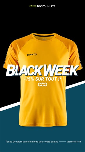 15 % de réduction en plus jusqu’à dimanche ! Crée ton look d’équipe et faites des économies ensemble. 🖤 | TeamShirts France