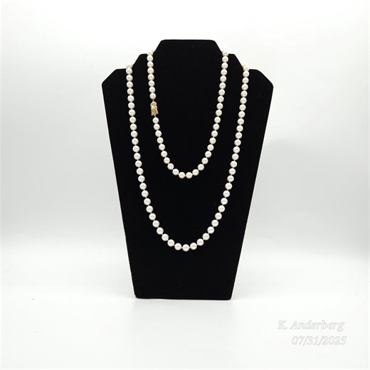 Mikimoto Akoya Pearl Necklace, 18k Gold Clasp, 44" Rope Length, A  Appraised - Etsy