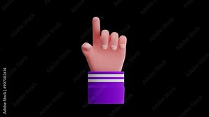 3D Animation of One Finger Hand Gesture | Alpha Channel