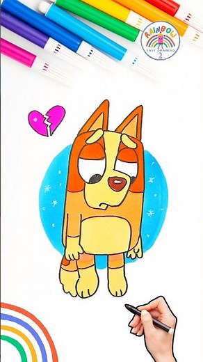 How to Draw Bluey | Draw Bluey Sad Bingo Easy Tutorial 🌈🐶 #bluey #forkids #shorts #viral #love