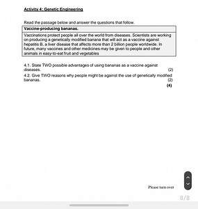 Activity 4: Genetic EngineeringRead the passage below and ans... | Filo
