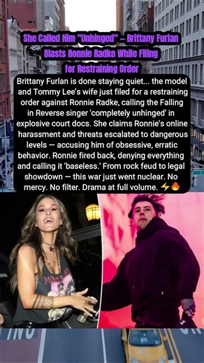 She Called Him "Unhinged" — Brittany Furlan Blasts Ronnie Radke While Filing for Restraining Order