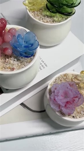 Glass Succulents Potted Plants, Glass Plants, Handmade Glass Art Artificial House Plant Desk Accessories Succulents Lover Gift for Her - Etsy