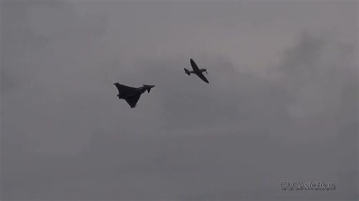 Watch the RAF Camo Typhoon and Spitfire Dance Together Over Dunsfold