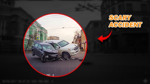 Red light violation sedan hits SUV crossing the road