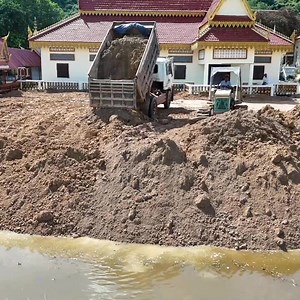 Operator Starting New Project!! Skillful Technique FILL Lowland On The Flooded by Mini Dozer Push, Dump Truck Overloading | BulldozeR PoweR