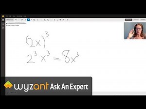 Simplify (2x)^3 Two times a number (2x) raised to the third power